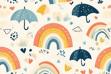 Sticker - umbrella and rain