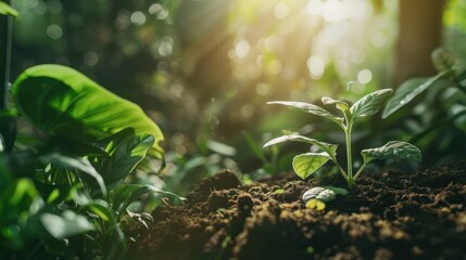 Wall Mural - A Young Sprout Emerging From Rich Soil