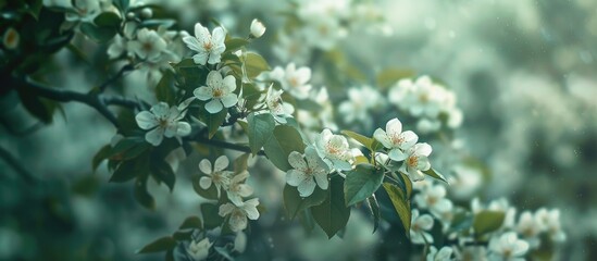 Sticker - White Flowers On A Tree In Bloom In Springtime