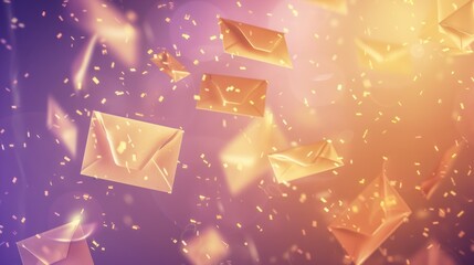 Sticker - Golden Envelopes in Magical Light