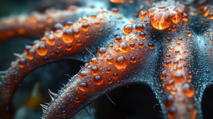 Wall Mural - Water Drops on a Spiky Plant