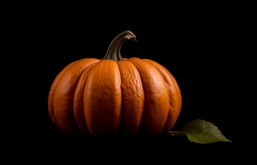 Halloween pumpkin on dark background.