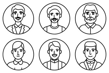 Wall Mural - 6-different man icon silhouette vector art illustration