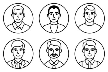 Wall Mural - 6-different man icon silhouette vector art illustration