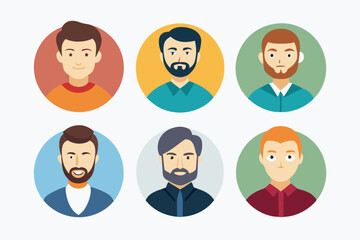 Wall Mural - 6-different man icon silhouette vector art illustration