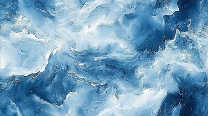 Sticker -   A monochromatic canvas featuring vibrant blue and white swirls against a dark backdrop, with a prominent blue-white swirl on the left side (34 tokens