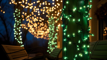 Poster - holiday green christmas lights