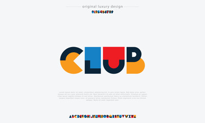 Wall Mural - Club simple modern isometric alphabet cube font vector 3d typography for logo brands, company