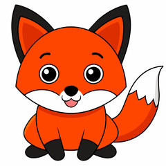 Wall Mural - red fox, sticker, vector illustration kawaii