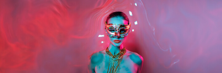 Poster - gold mask fashion woman water liquid nude