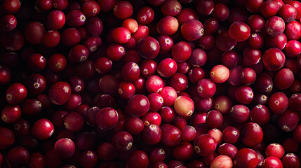 Wall Mural -   A mound of crimson cranberries atop another pile of red cranberries