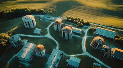 Wall Mural - silos housing aerial