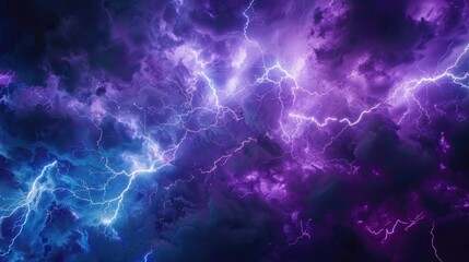 Wall Mural - a dramatic storm scene with purplish-blue clouds and flashes of lightning