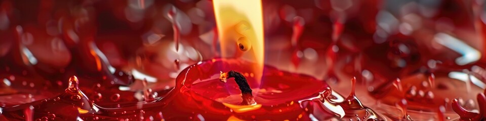 Wall Mural - Close-up of a glowing red candle flame