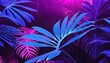 © ElseThen - tropical leaves illuminated with neon colors in a dark setting, banner