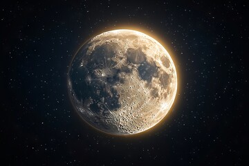 Wall Mural - a full moon in the night sky with stars in the background