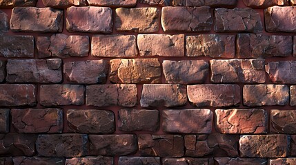 Wall Mural - A textured brick wall with varying shades and surfaces, creating a rustic appearance.