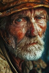 Poster - A close-up shot of a man wearing a hat