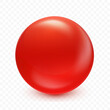 © Angela Ksen - Red ball isolated on transparent background. Realistic 3d red sphere. Glass glossy orb with shadow. Abstract magic crystal. Vector illustration eps10