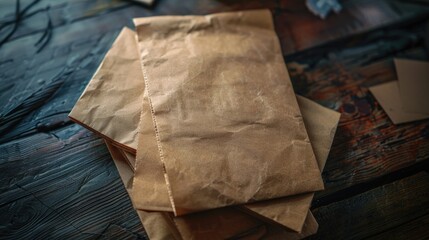 Canvas Print - A brown paper bag sits atop a wooden table, ready for use