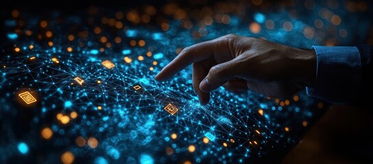 Connecting the Dots: A Hand Interacting with a Digital Network