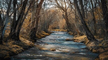 Wall Mural - river between trees on daytime