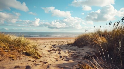 Canvas Print - A Tranquil Path Leading to the Ocean