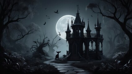 Wall Mural - spooky halloween night