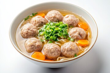 Wall Mural - Pregnant Meatballs, A novelty version where a large meatball contains several smaller meatballs inside. isolated on white background