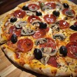 © yachyah - Delicious Pepperoni Pizza with Mushrooms and Olives