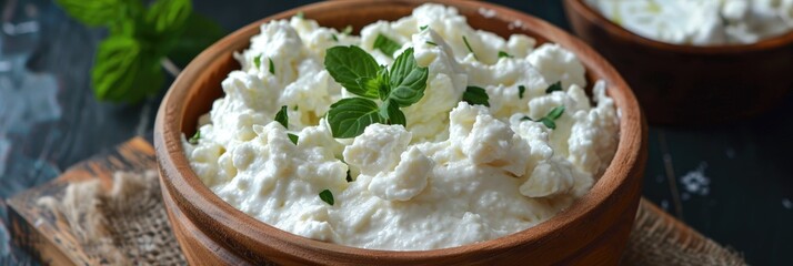 Canvas Print - Nutritious Homemade Fresh Curd Cheese Rich in Protein and Fat-Free