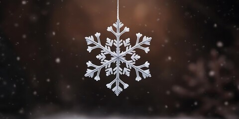 An close-up elegant composition featuring a snowflake centerpiece positioned on a textured black knit fabric, surrounded by gentle bokeh lights that enhance the serene winter scene, ample text space,