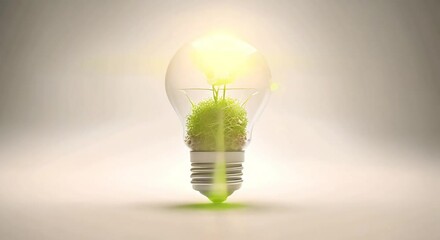 Wall Mural - Light bulb with plant sprouts Ecology and sustainable development concept 4k animation