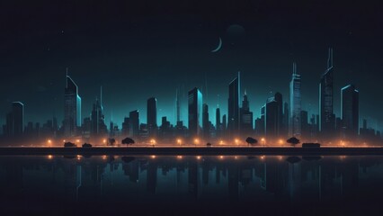 Wall Mural - panorama of the city at night