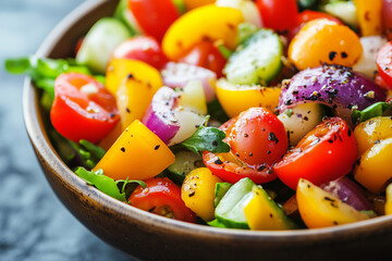 Wall Mural - salad with tomatoes and cucumbers