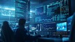 © kinara art design - A person analyzing data on multiple screens in a high-tech control room.