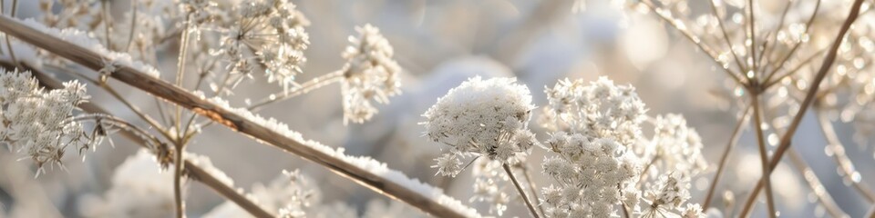 Canvas Print - Snow contrasts with dried Queen Anne's Lace stems.