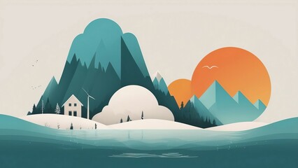 Wall Mural - winter mountain landscape