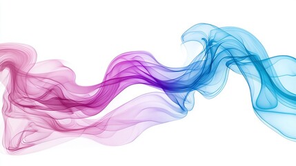 Wall Mural -   A stunning scene with vibrant blue and pink smoke rising against a pure white backdrop, featuring a subtle reflection in the lower left corner