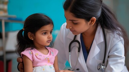 Portrait of an Indian girl and a doctor with a stethoscope