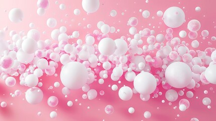 Wall Mural - Abstract pink and white spheres background.