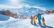 © YURIMA - Experience a wonderful winter family ski getaway in the snowy alpine peaks. Ideal for skiing, snowboarding, and making cherished holiday memories with family in the picturesque mountains