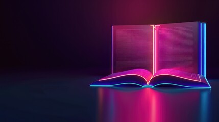 neon glowing open book