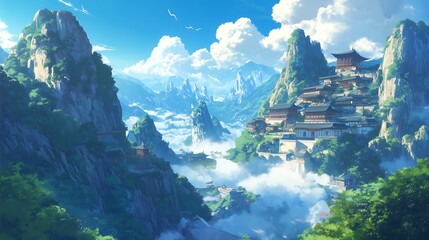 Poster - anime city landscape