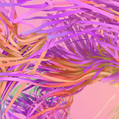 Leinwandbilder - Abstract composition with swirls and flowing lines of flying strips of fabric. 3d rendering digital illustration