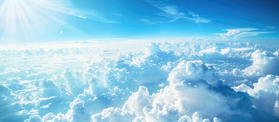 Wall Mural - Beautiful Blue Sky And White Cloud View From The Plane