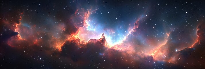 Colorful space galaxy cloud nebula. Stary night cosmos
