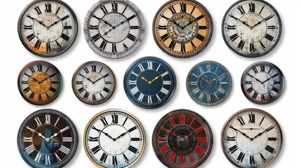 Wall Mural - Collection of clocks attached to a wall, perfect for interior design or time-keeping purposes