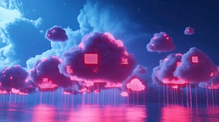 Wall Mural - Cloud Computing Digital Landscape