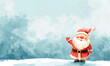 © Наталья Лазарева - Watercolor illustration,Santa Claus He waves his hand in greeting, perfect for holiday greeting cards,festive posters,creating holiday messages for seasonal marketing campaigns,banner with copy space